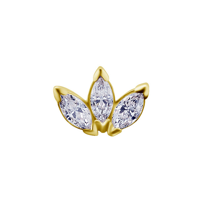 18K gold attachment for pins - white zirconia - GD18K-017