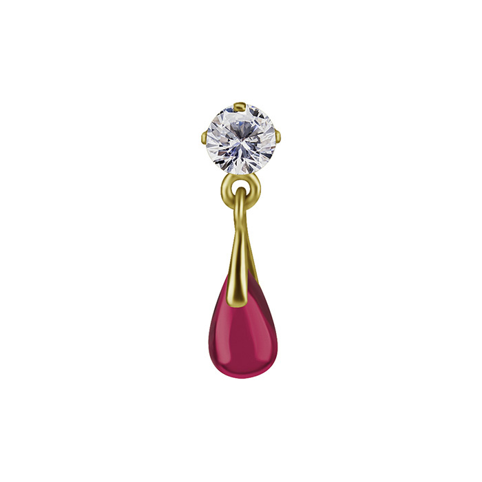 Attachment 18K gold - with white zircons and lab ruby - GD18K-071