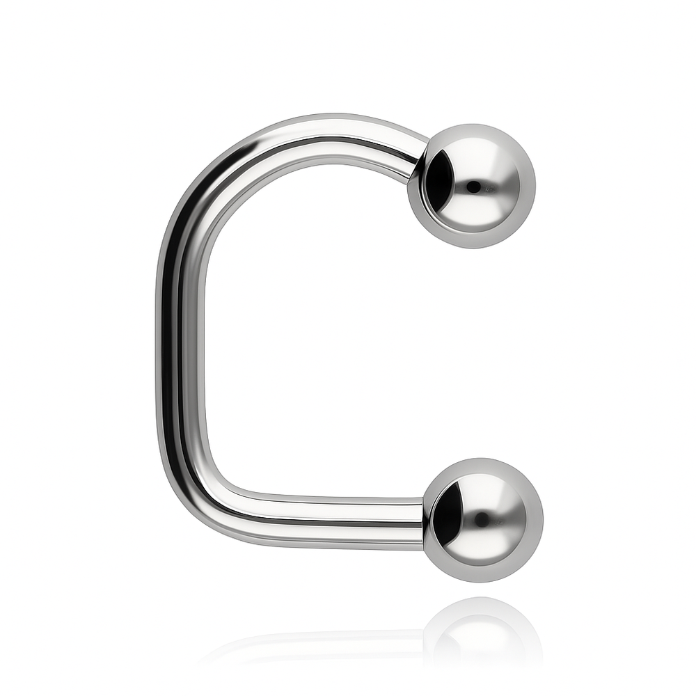 Titanium horseshoe earring J - silver - TKP-007