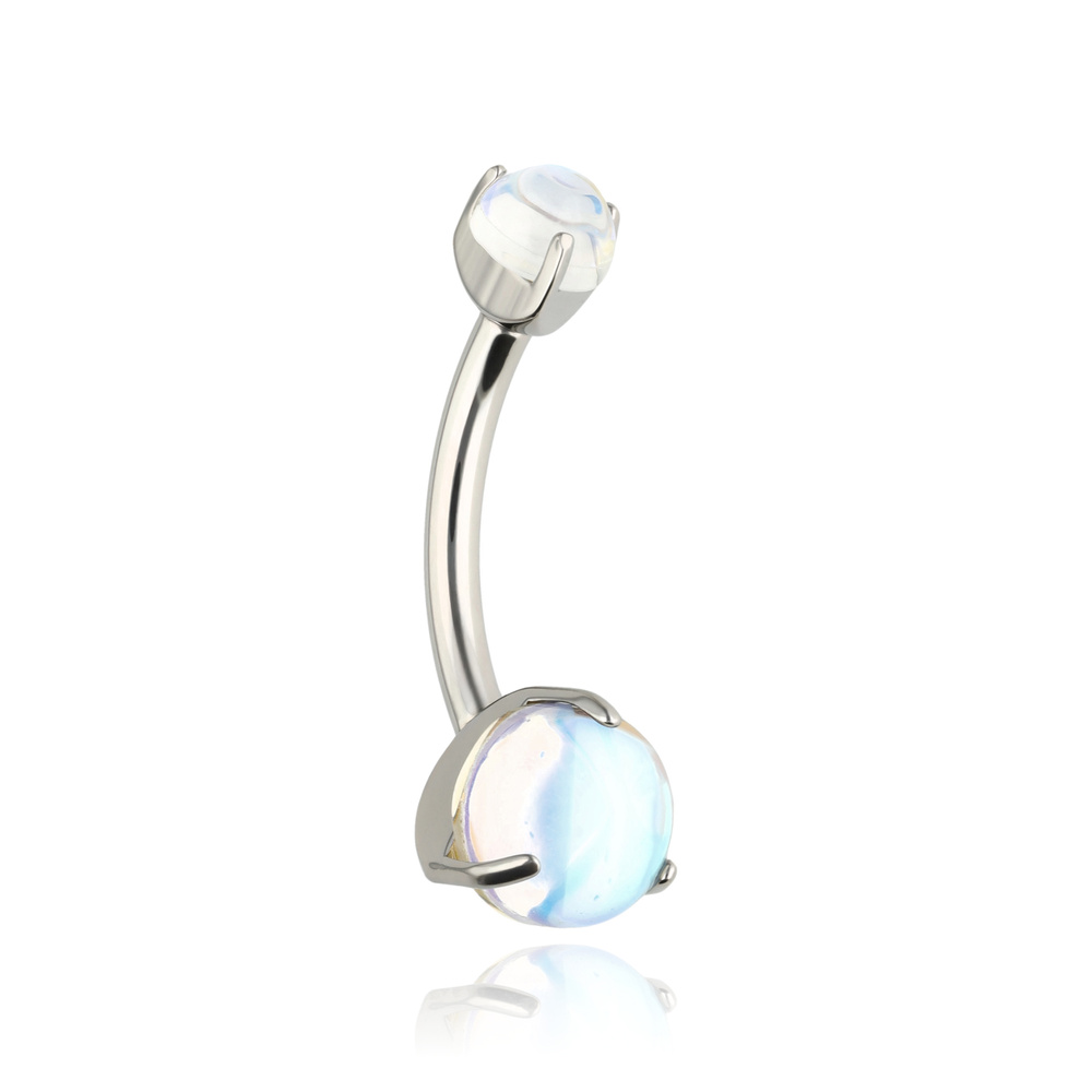 Titanium belly button ring - white zirconia - female thread - TPP-039