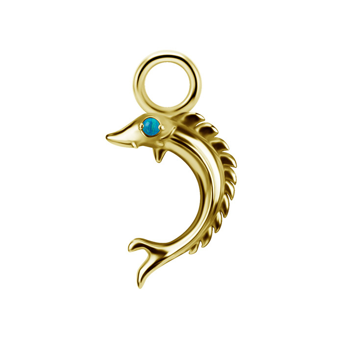 Charms - CoCr NF - blue eye fish - gold - D-094