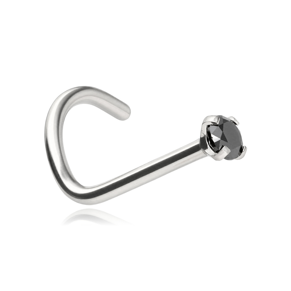 Titanium nose screw with black zirconia - silver - TN-010