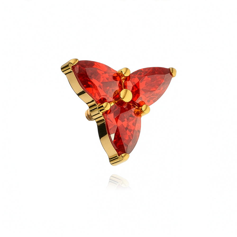 Titanium attachment with red zircons - gold - TNA-218