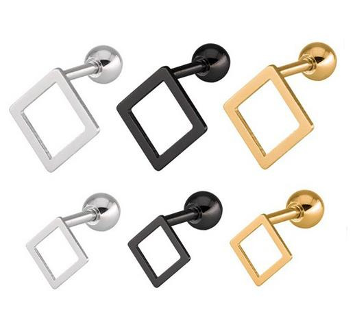 Silver square earring / cartilage earring - CH-023