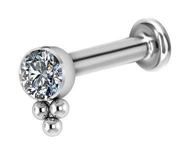 Titanium ornamental labret - Premium Zircon - TGW-016