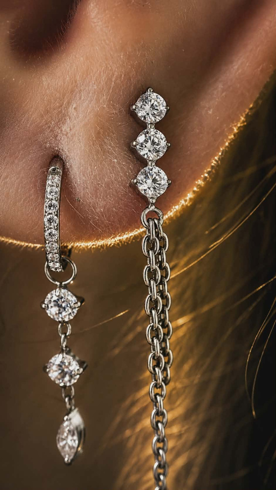 Titanium charm bracelet with white cubic zirconia - gold - D-099