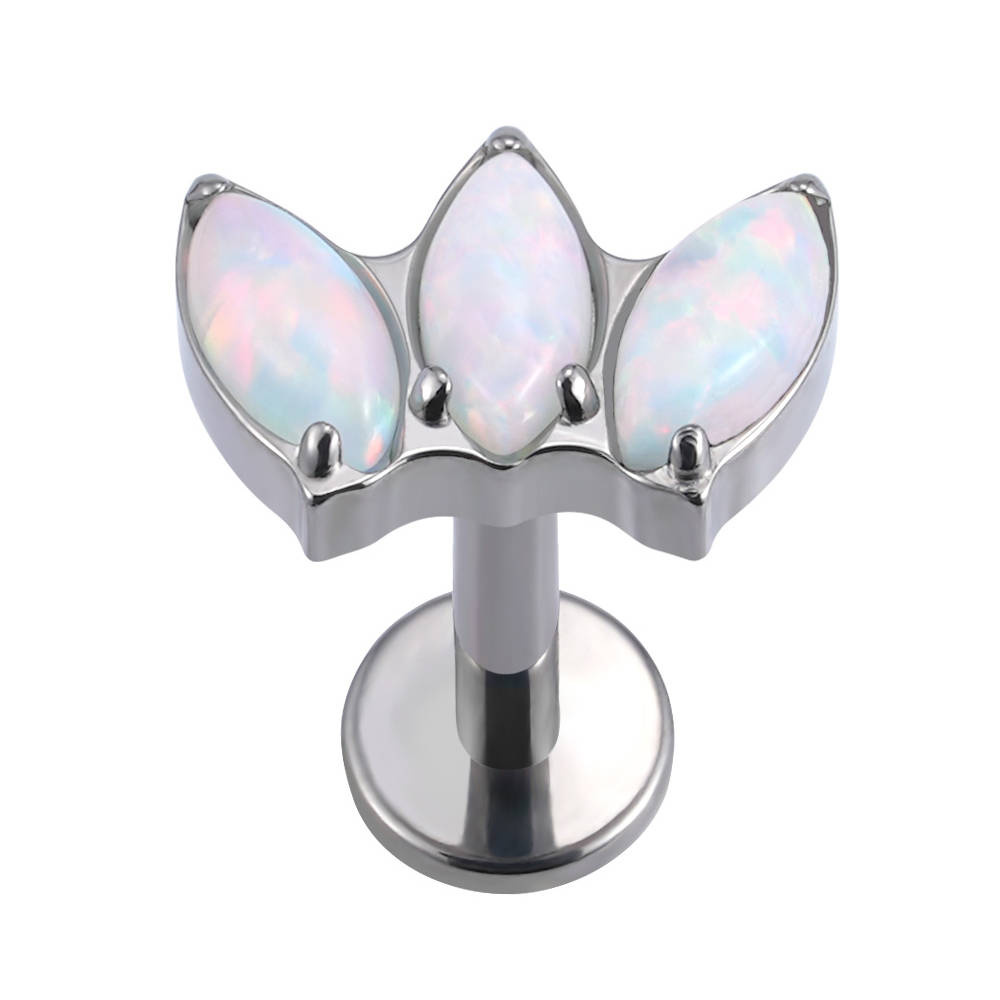 Tytanowy labret ozdobny - opal OP18 - TGW-081