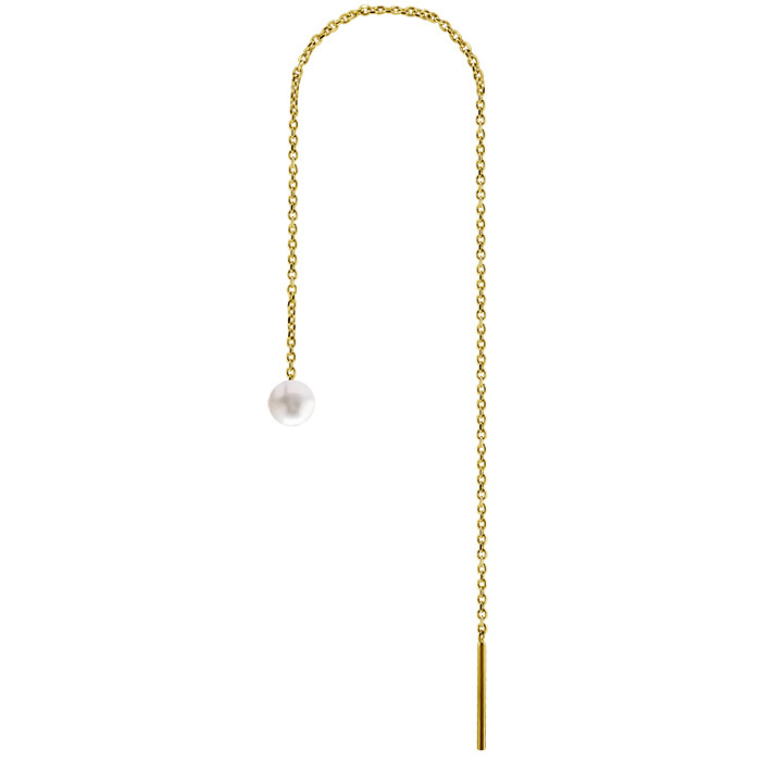 Gold earring with white pearl - KU-054