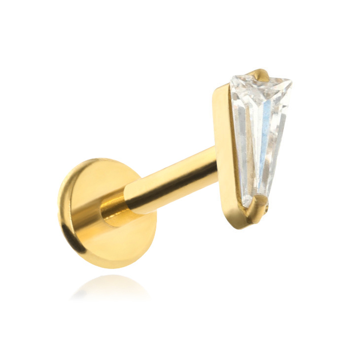  Titanium labret with white zirconia - gold