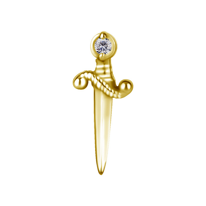 Attachment push in - dagger with white zirconia - CoCr NF - gold - PI-013