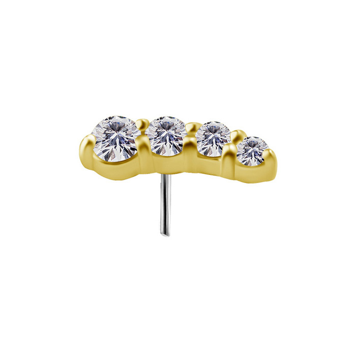 attachment 18K gold ornamental with white zircons - left - GD18K-045