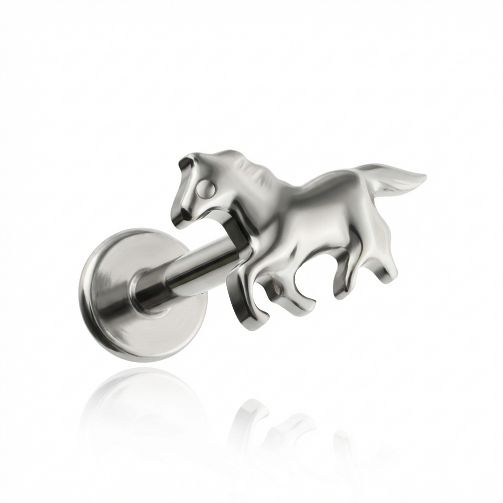 Titanium labret horse - silver
