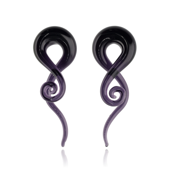 Glass Spirals swan purple - pair - PT-167