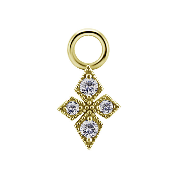 Charms - CoCr NF - openwork with white zircons - gold - D-086