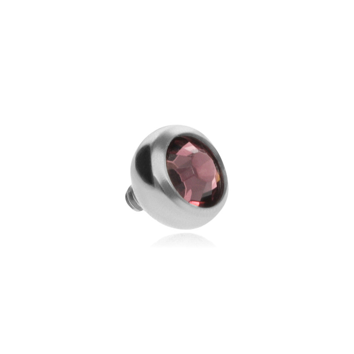 Titanium attachment with dark pink premium crystal - silver - TNA-041