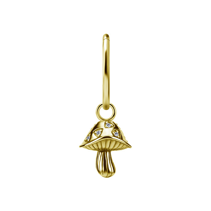 Charms - CoCr NF - mushroom-shaped earring with white zirconia stones - gold - D-103