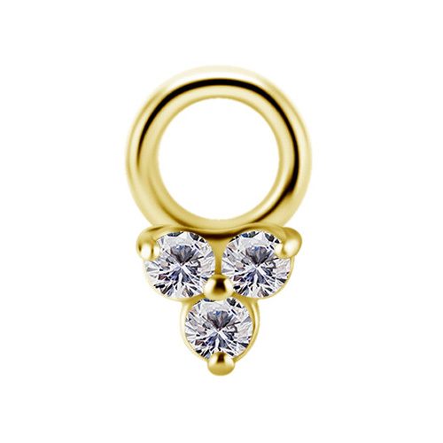 Charms - CoCr NF - triangle with white zircons - gold - D-070