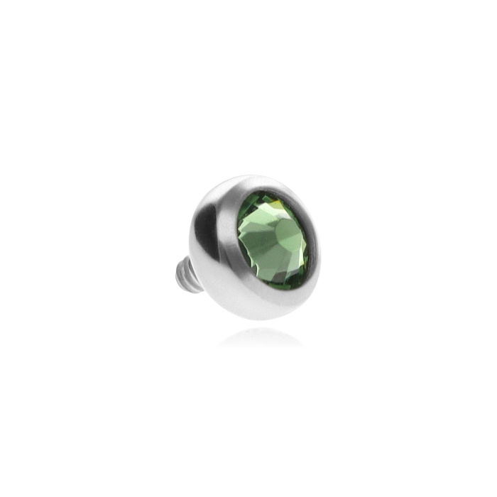 Titanium attachment with premium green crystal - silver - TNA-041