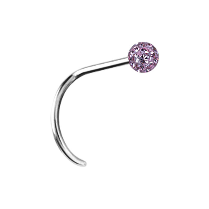Nose screw with pink zircons - silver - NS-008