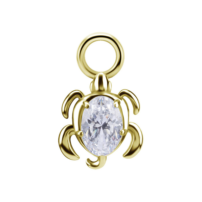 Charms - CoCr NF - żółw z białą cyrkonią - złoty - D-084