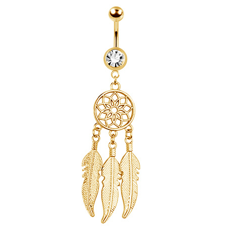 Gold Belly button ring dream catcher - KP-019