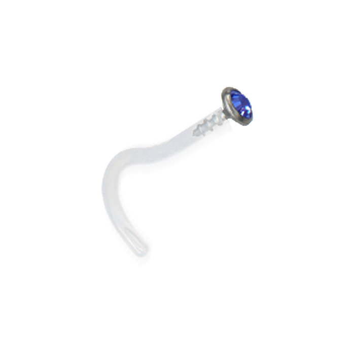 BioPlast and titanium nasal earring with dark blue zirconia - BP-020