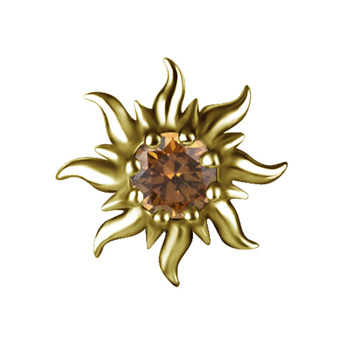 Attachment push in - sun with champagne zirconia - gold - PI-063
