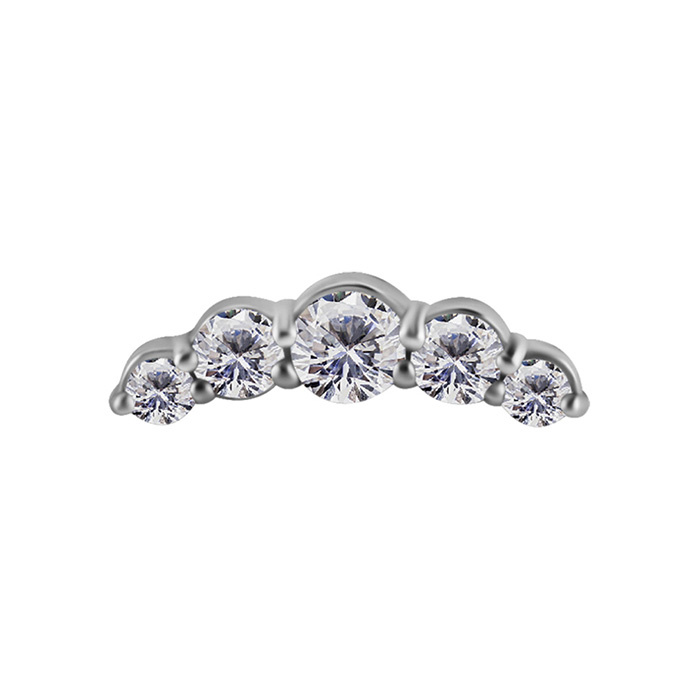 Attachment push in - cluster with white zircons - CoCr NF - silver - PI-057