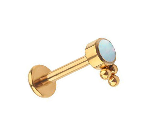 Tytanowy labret złoty z opalem OP17