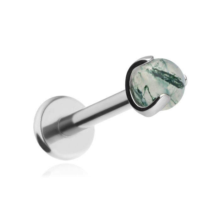 Titanium labret with black agate