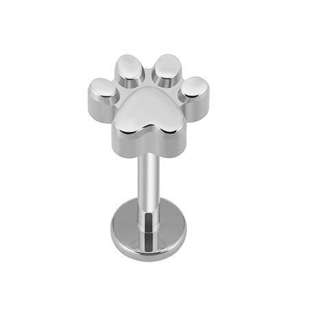 Titanium labret  - silver paw