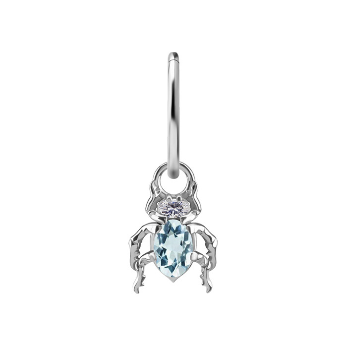 Charms - CoCr NF - beetle with blue nano gems - silver - D-085