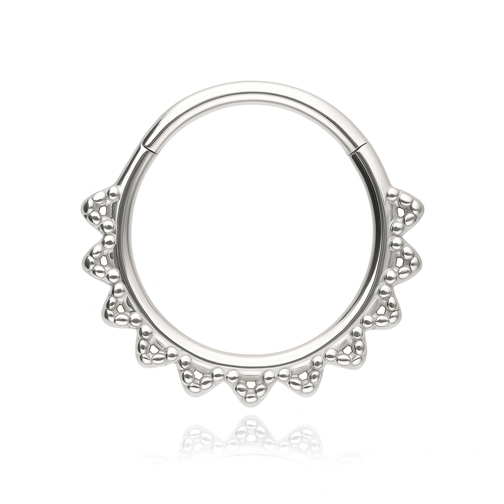 Piercing clicker with white zircons - gold - K-080