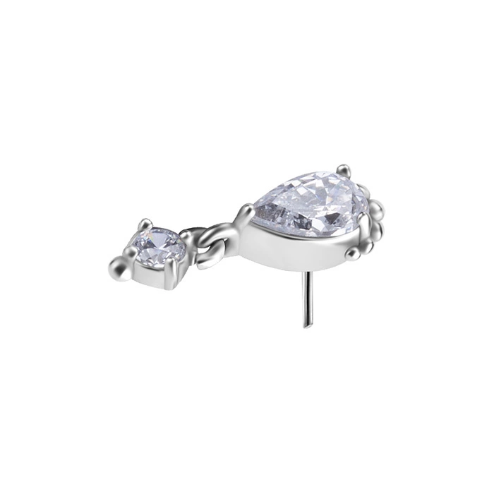 Attachment push in - openwork with white zircons - CoCr NF - silver - PI-022