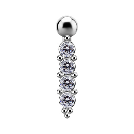 Titanium Belly button ring - Premium Zirconia white - TPP-033