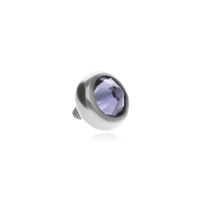 Titanium attachment with premium purple crystal - silver - TNA-041