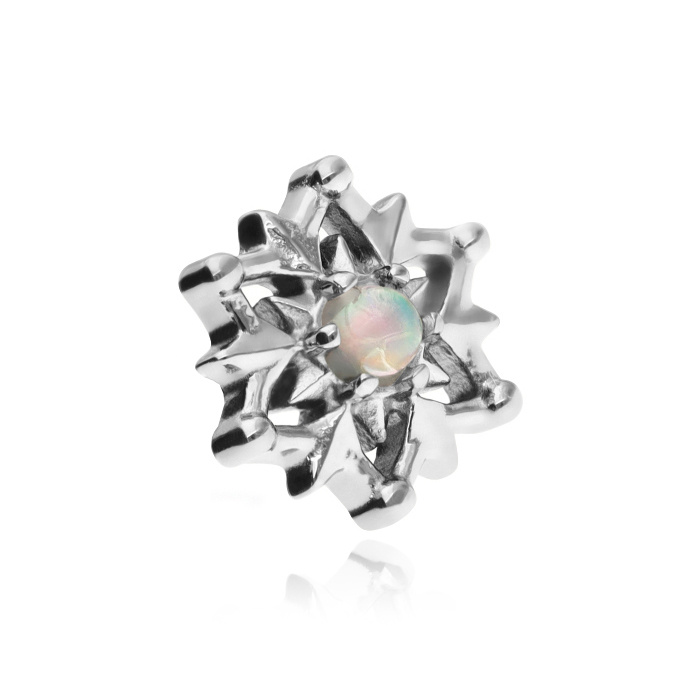 Titanium attachment snowflake with opal - silver - TNA-122