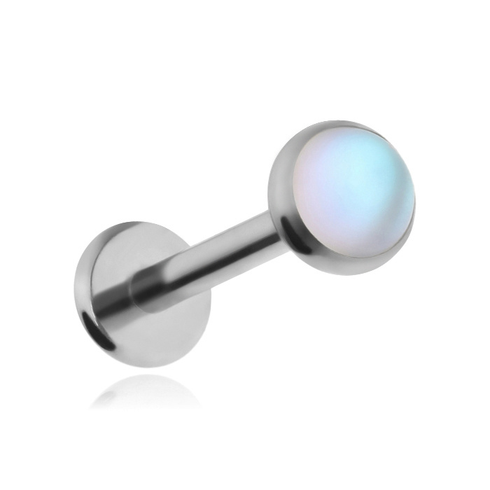 Tytanowy kolczyk labret Frosted Moonstone 