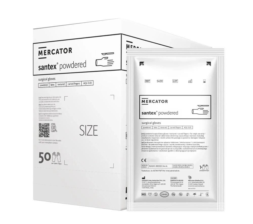 Rękawiczki chirurgiczne sterylne pudrowane - Mercator Santex - HB-002