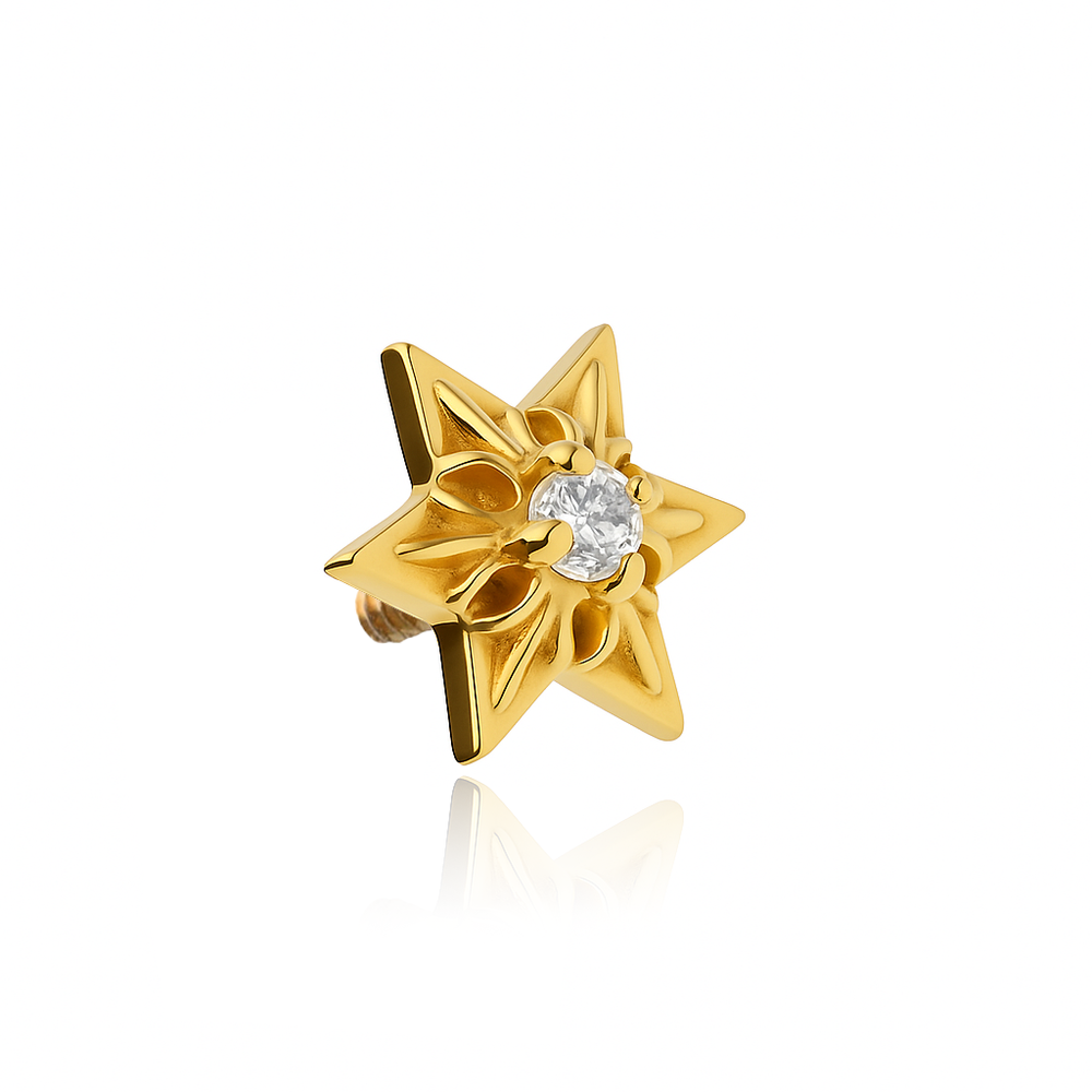 Titanium attachment star with white zirconia - gold - TNA-219