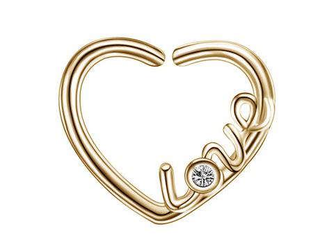 Earring Continuous bifurcated heart Love rose gold - left - CON-018