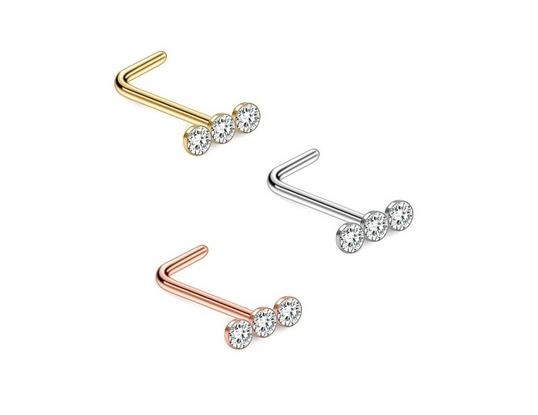 Silver zirconia nose stud - NS-015