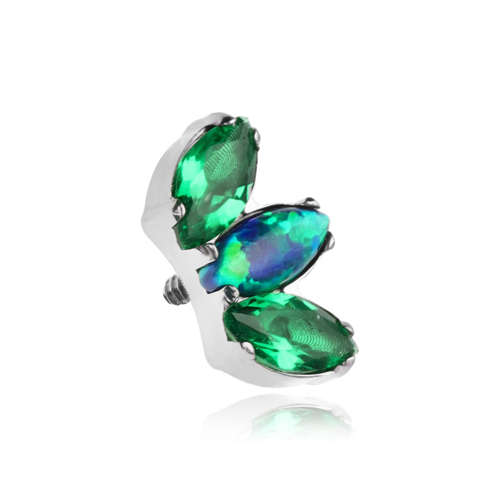 Titanium attachment with white zircons - silver - TNA-104