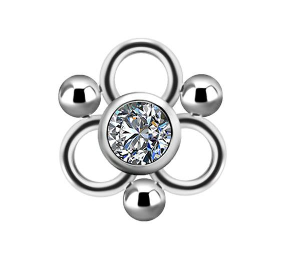 Tytanowy Charms - PREMIUM ZIRCON - srebrny - D-029