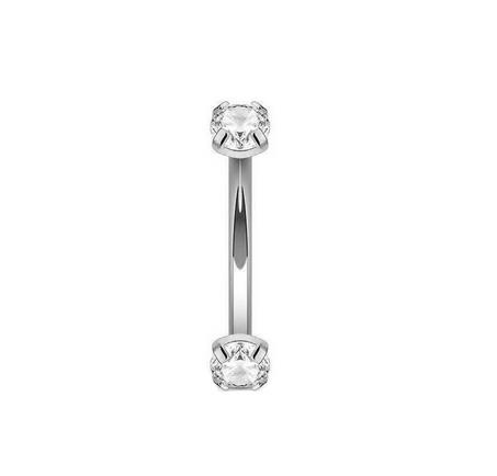 Titanium curved barbell - white zirconia - TB-012