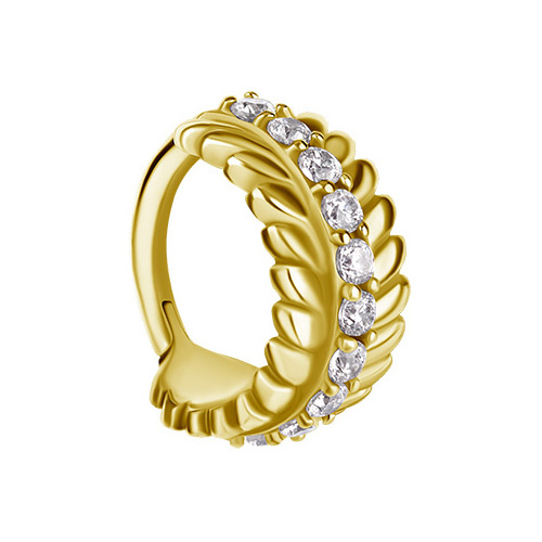 Earring clicker gold with white Premium Zirconia - CoCr NF - K-063