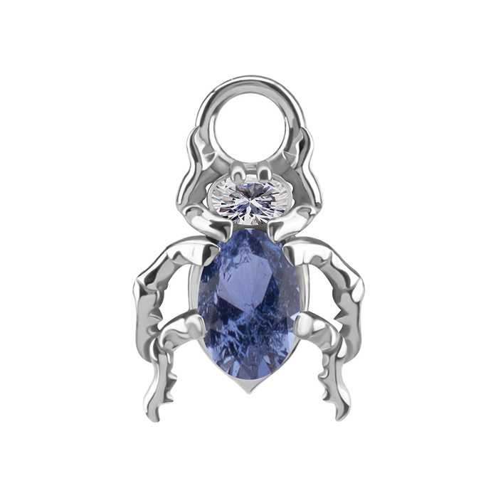 Charms - CoCr NF - beetle with navy blue nano gems - silver - D-085