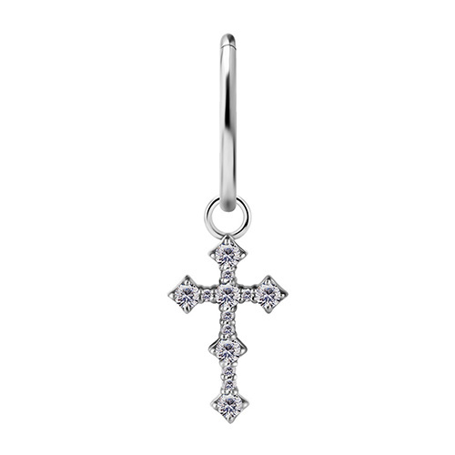 Charms - CoCr NF - silver cross - PREMIUM ZIRCONIA - D-035