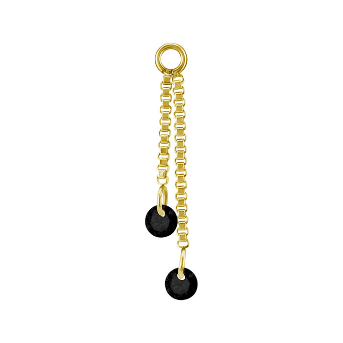 Charms chain with black zircons - gold - D-071