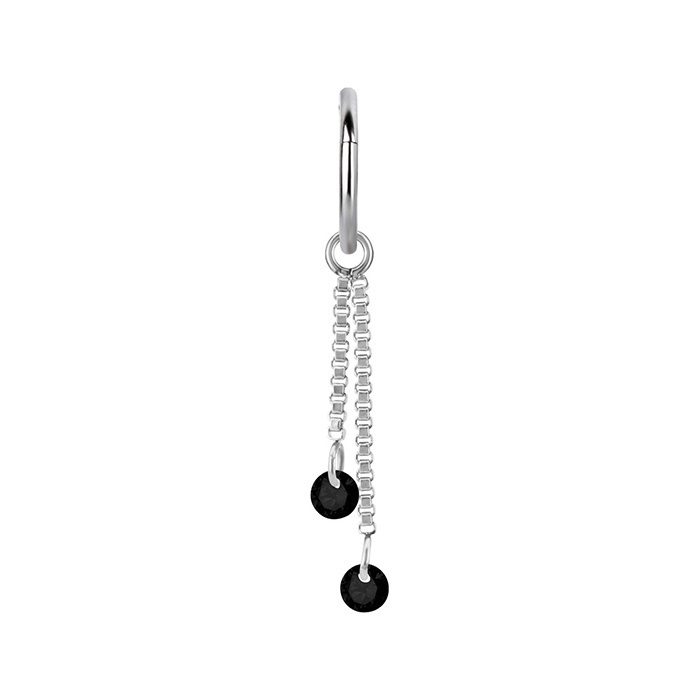 Charms chain with black zircons - silver - D-071